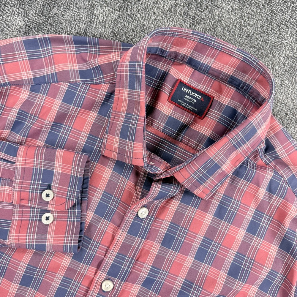 UNTUCKit Hendon Red Plaid Performance Button Down Shirt Mens Medium